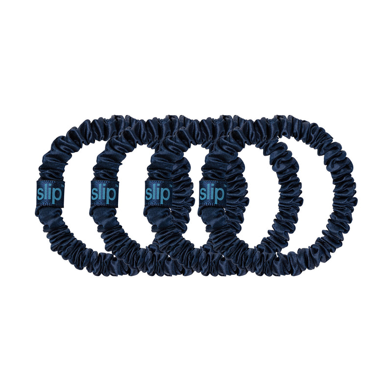 Navy Skinny Silk Scrunchies