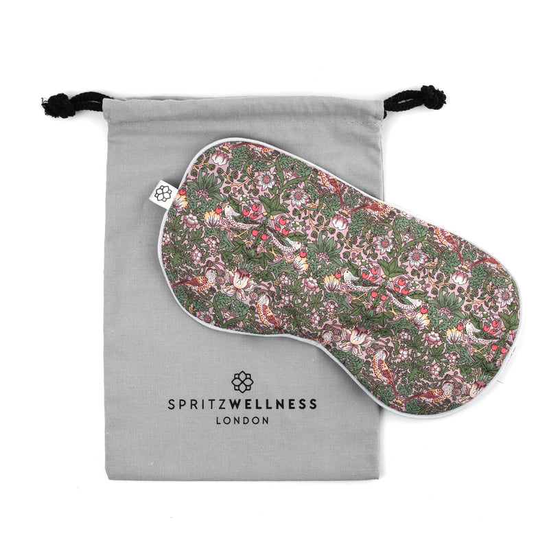 Luxury Aromatherapy Eye Mask - Strawberry Thief Pink