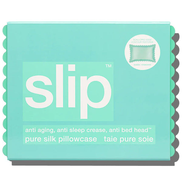 Turquoise Queen Zippered Pillowcase with Scalloped Edge