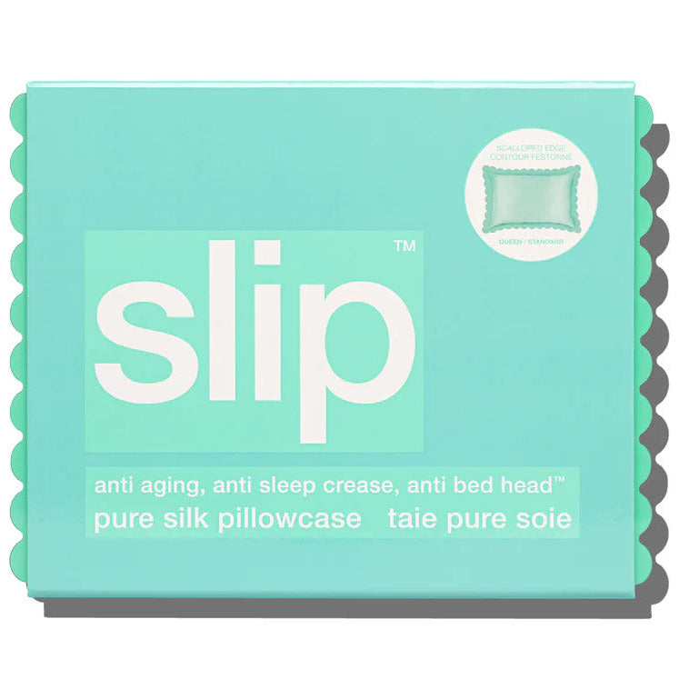 Turquoise Queen Zippered Pillowcase with Scalloped Edge